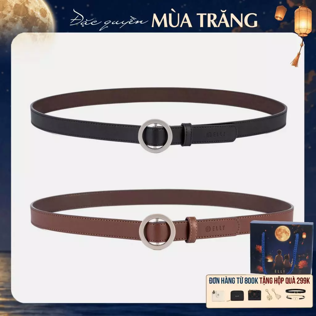 Thắt lưng nữ ELLY ED75 khóa luồn da thật cao cấp dây nịt nữ thời trang chính hãng