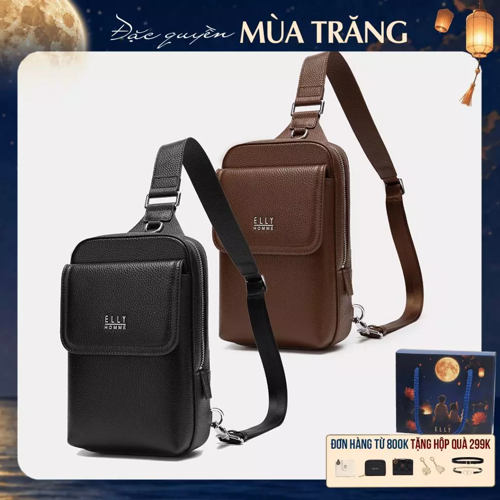 Túi đeo chéo nam da thật ELLY HOMME ETM28 cao cấp chính hãng