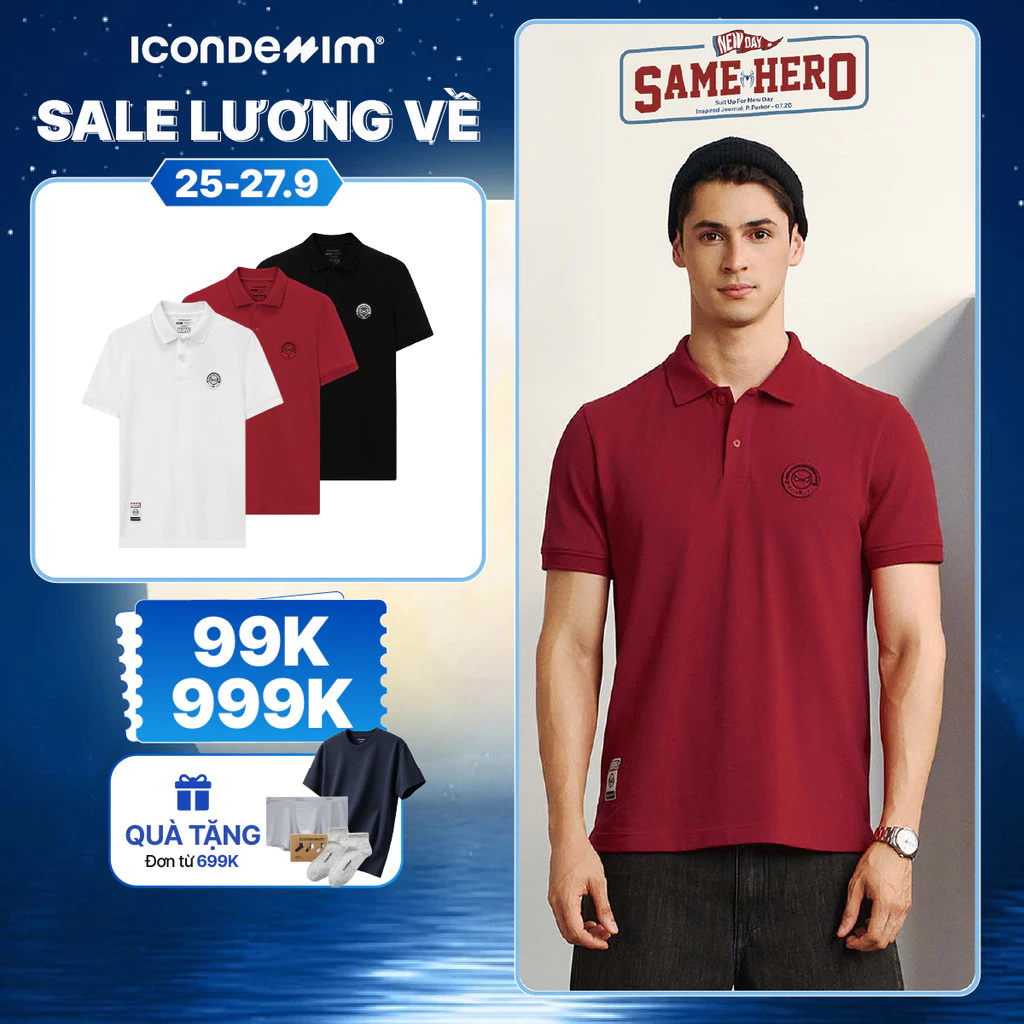 [ICONDENIM® MARVEL COLLECTION] Áo Polo Nam Marvel Spider-Man Night Script Form Regular PLID0320