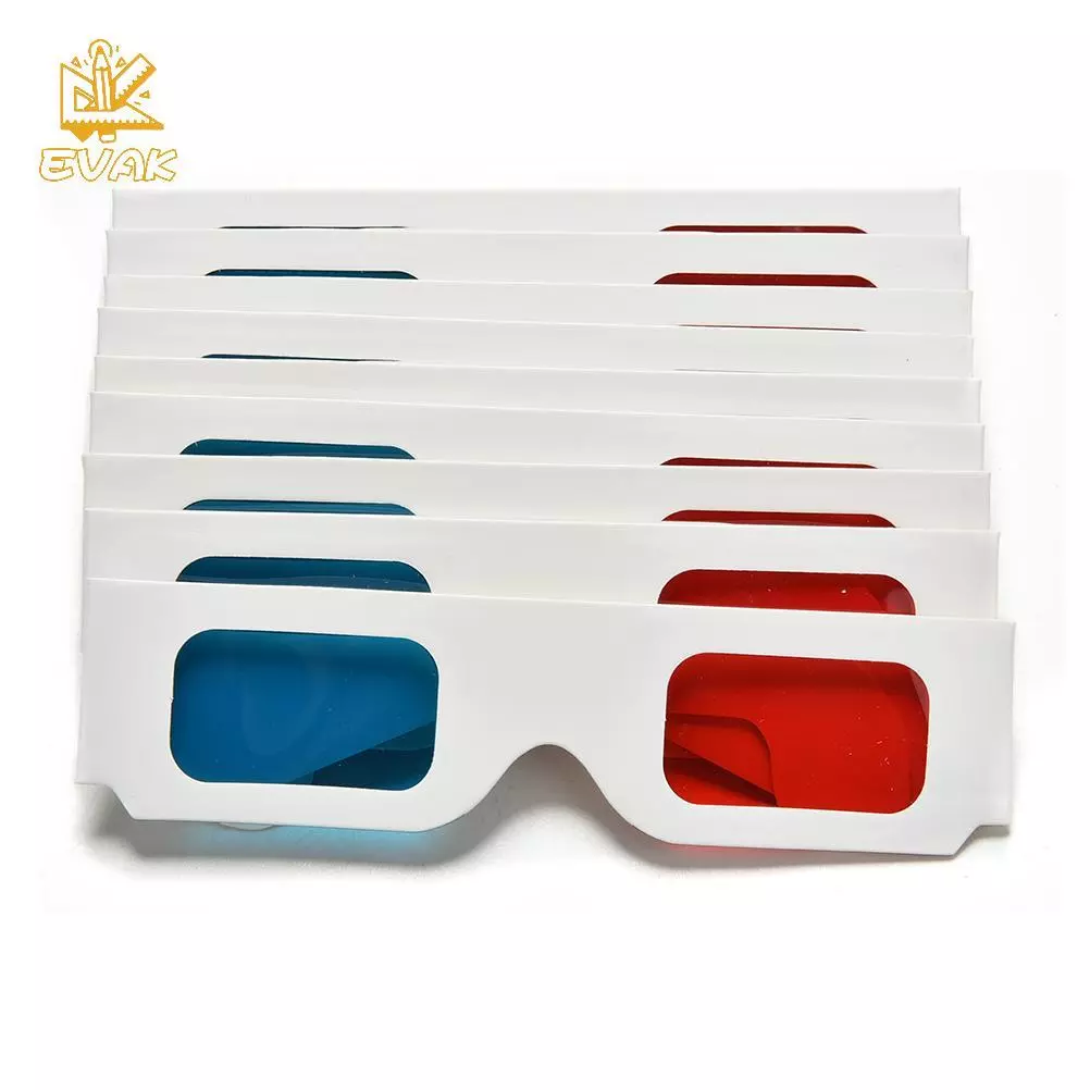 Alittlesetrtu 10 Chiếc Đa Năng Anaglyph Giấy Tông Đỏ Xanh Cyan 3D Kính Video VN