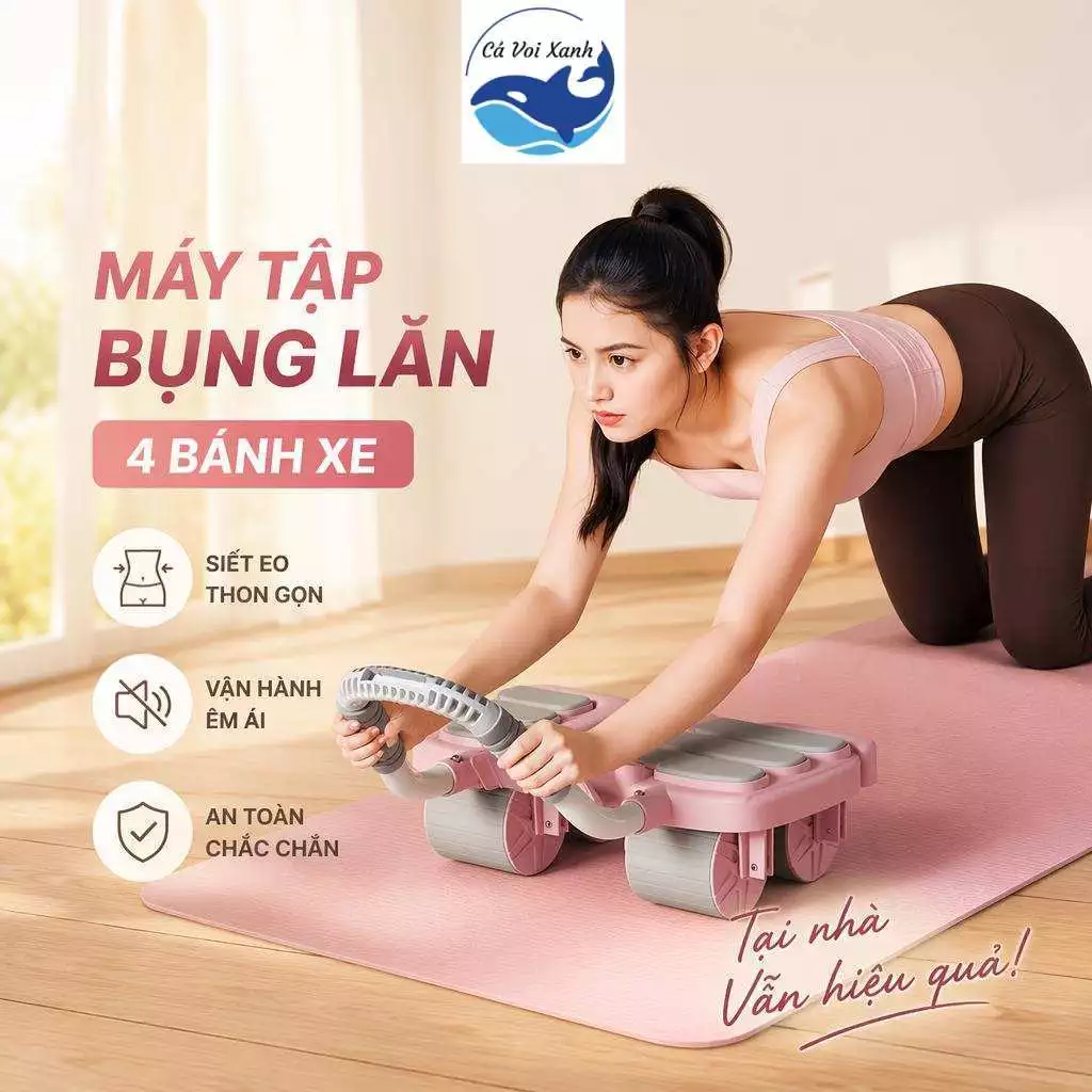 【COD】Bánh Xe Tập Bụng Có Lò Xo Tự Động Đàn Hồi - Máy Tập Cơ Bụng 4 Bánh Cao Cấp Kèm Dây Đeo Hỗ Trợ Giảm Mỡ Bụng Tại Nhà