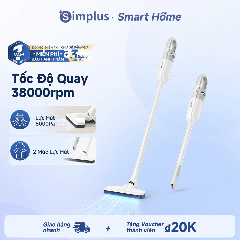 Simplus Máy hút bụi không dây gia dụng 8000PA Simplus, 3 lớp lọc hiệu quả XCQH012