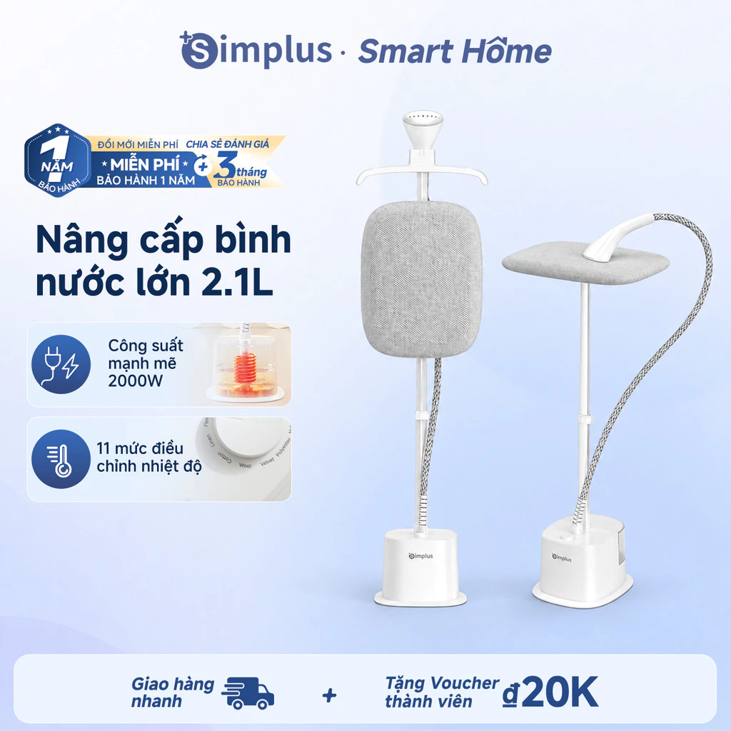 Simplus Bàn ủi hơi nước đứng Bình chứa nước lớn 2.1L Làm nóng nhanh trong 40 giây GTJH023