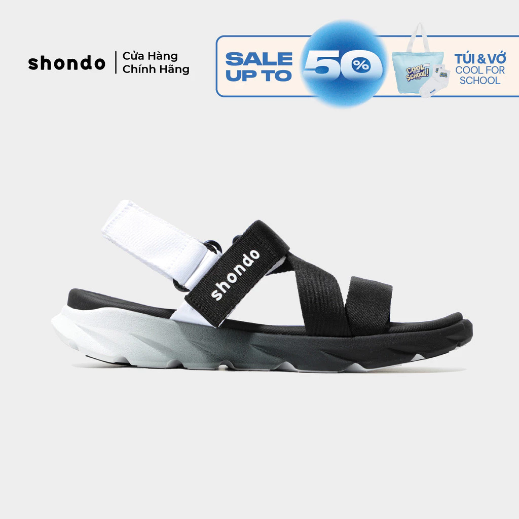 Giày Sandals Nam Nữ Shondo F6 Quai Tháo Đế Xám Phối Đen F6S0110