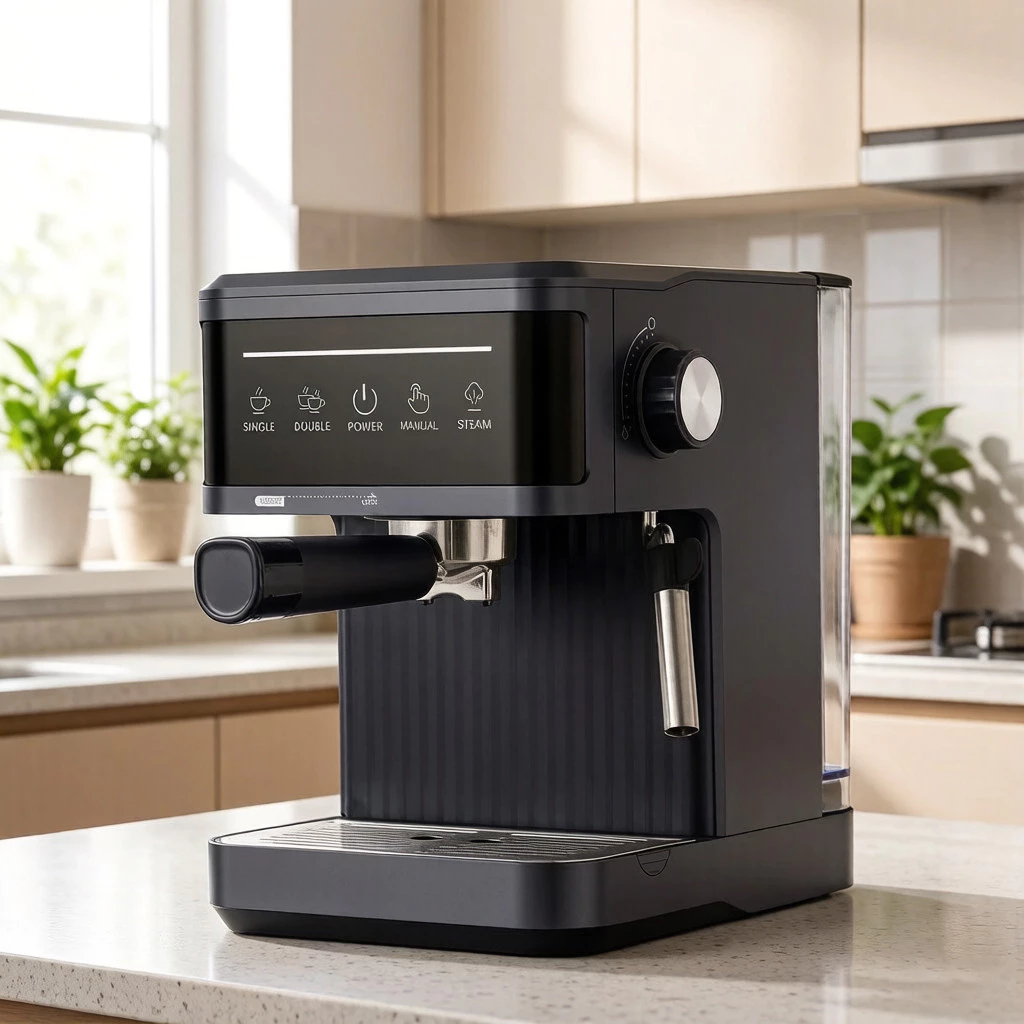 Máy Pha Cà Phê Espresso Gia Đình Mini Tự Động - Máy Pha Cafe Capuchino Inox Không Gỉ Có Vòi Tạo Bọt Sữa