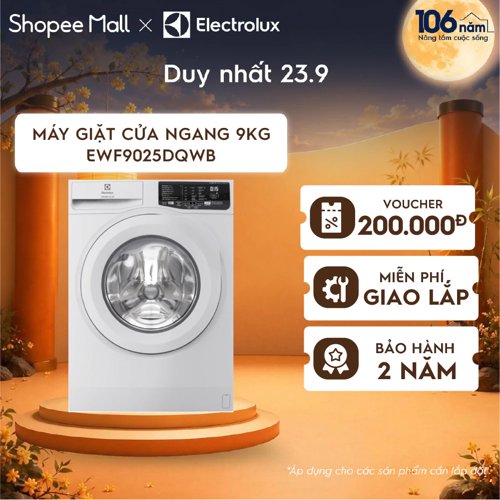 Máy giặt cửa ngang Electrolux 9kg UltimateCare 100 - Trắng EWF9025DQWB - Động cơ Inverter yên tĩnh