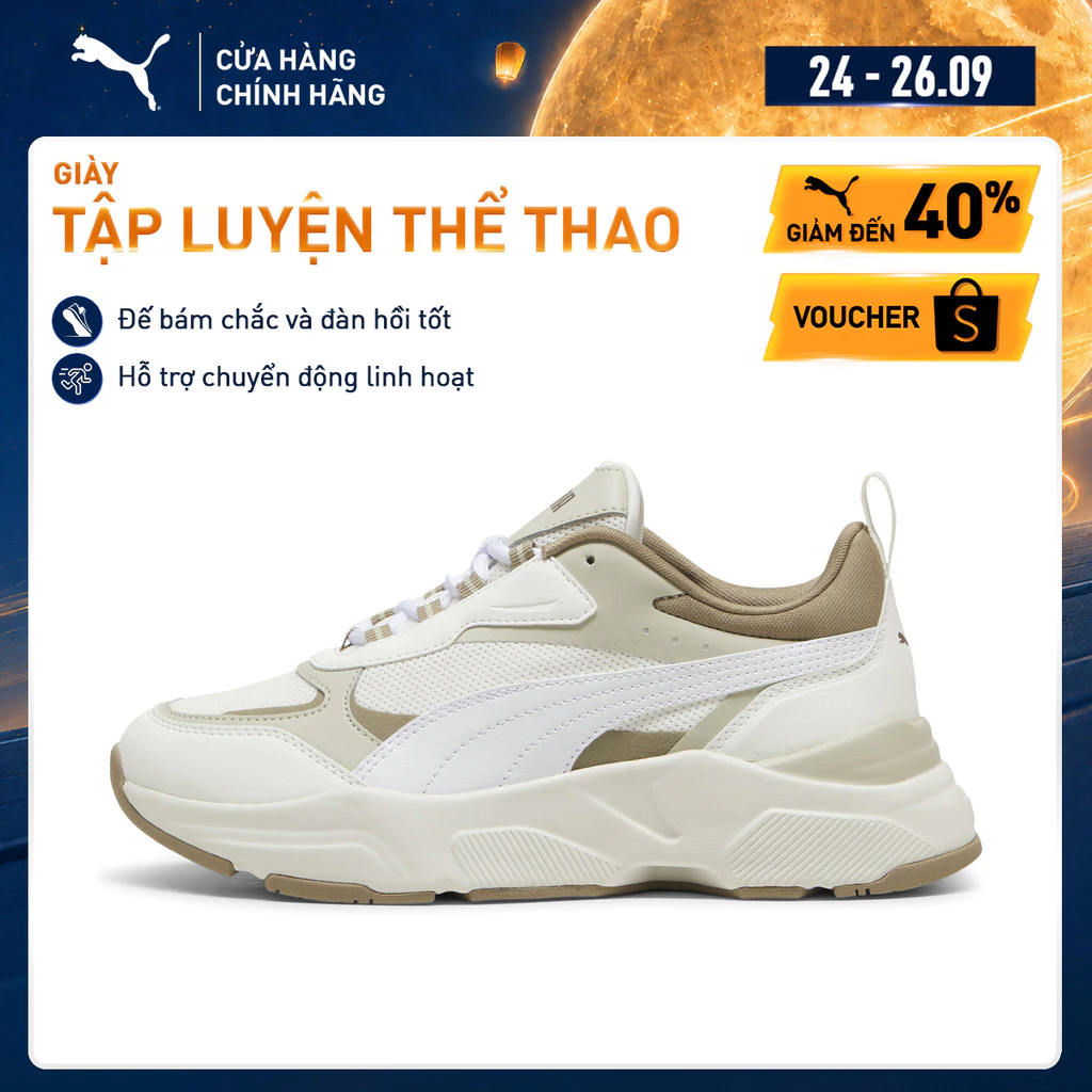 Giày Thể Thao PUMA Nữ Cassia Warm White-Desert Dust-Oak Branch-Gold Màu Trắng