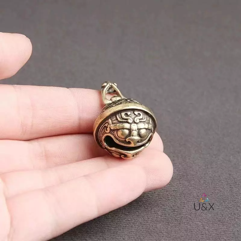 U & X Retro Đồng Taotie Gluttonous Chuông Mặt Dây Chuyền 1 Đồng Nguyên Chất Vintage Treo Trang Trí Cho Ô Tô Gương Chiếu Hậu Nam Nữ MỚI