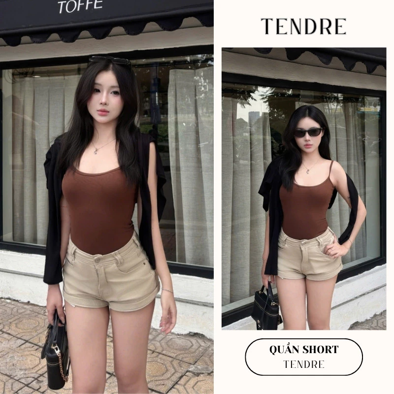 Quần Short Jean Nữ Cạp Cao Ôm Tôn Dáng – Quần Denim Hàn Quốc Hack Chân N06