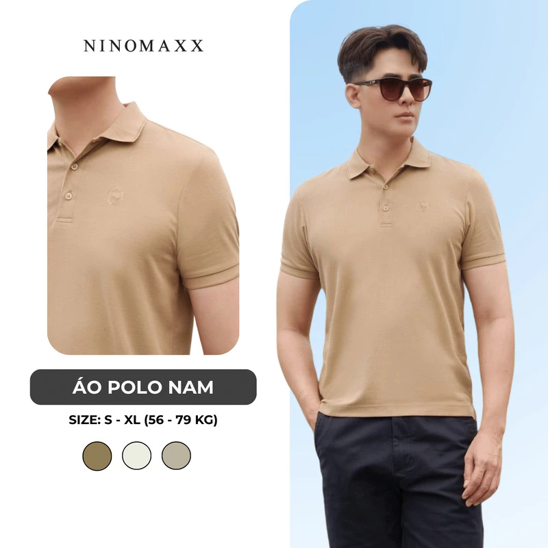Áo Polo Nam Cao Cấp Ninomaxx Hoạ Tiết Thêu Form Travel Fit AEROSOFT Thoáng Mát Co Giãn Tốt 2510033