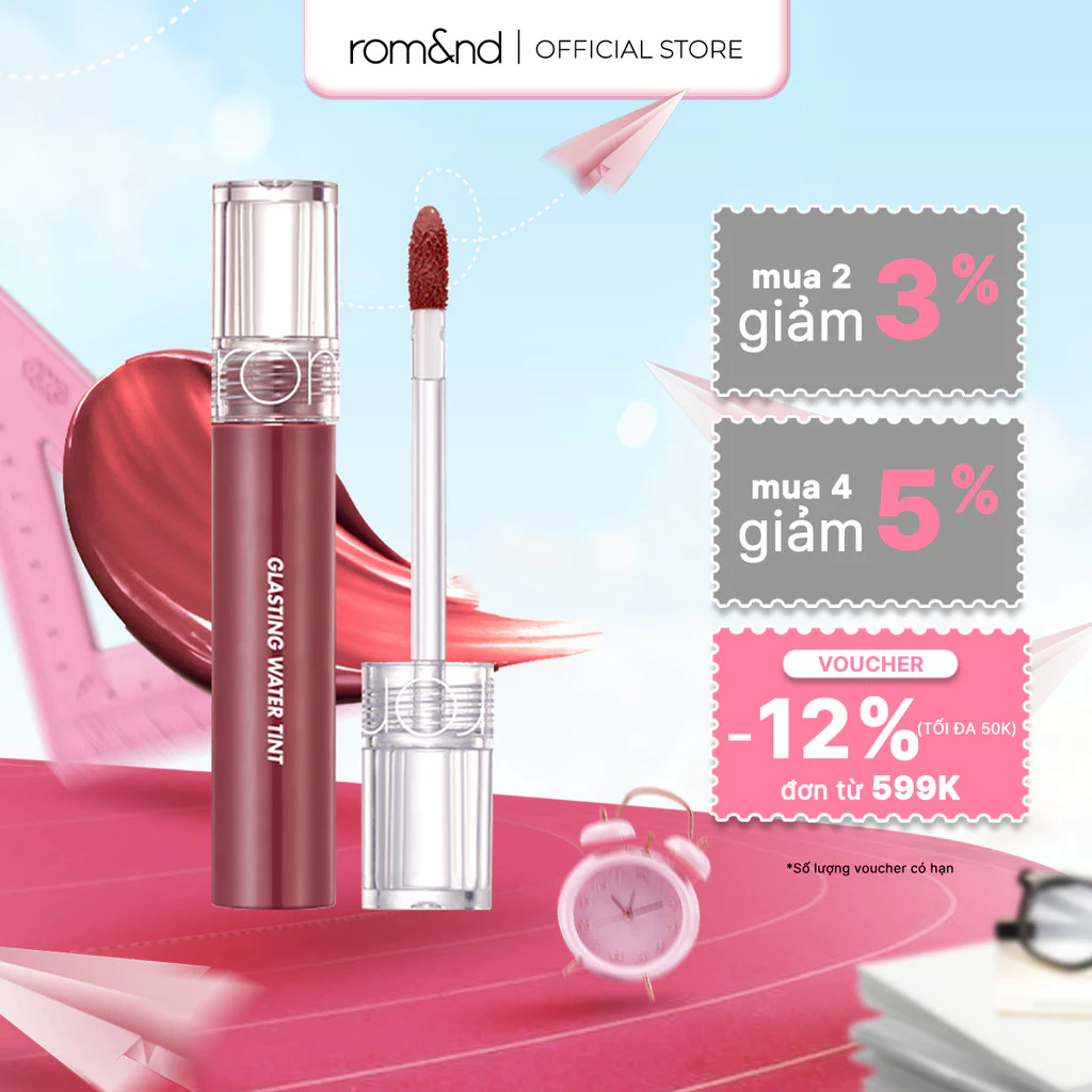 [Rom&nd] [Màu 14-17] Son tint nước siêu lì lâu trôi Hàn Quốc Romand Glasting Water Tint 4g