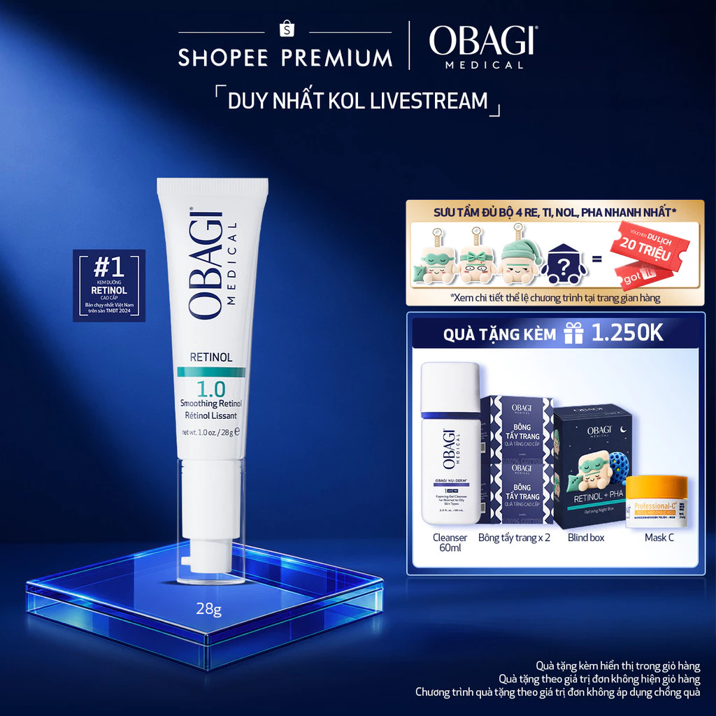 [Obagi x BK] Kem Dưỡng Làm Mờ Nếp Nhăn & Làm Đều Màu Da Obagi Retinol 1.0 (28g).