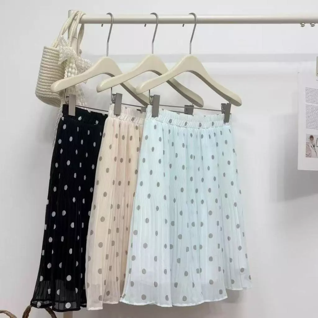 Váy xếp ly chấm bi Hàn Quốc, dáng ngọt ngào giảm tuổi, ôm dáng tôn dáng, dễ phối đồ