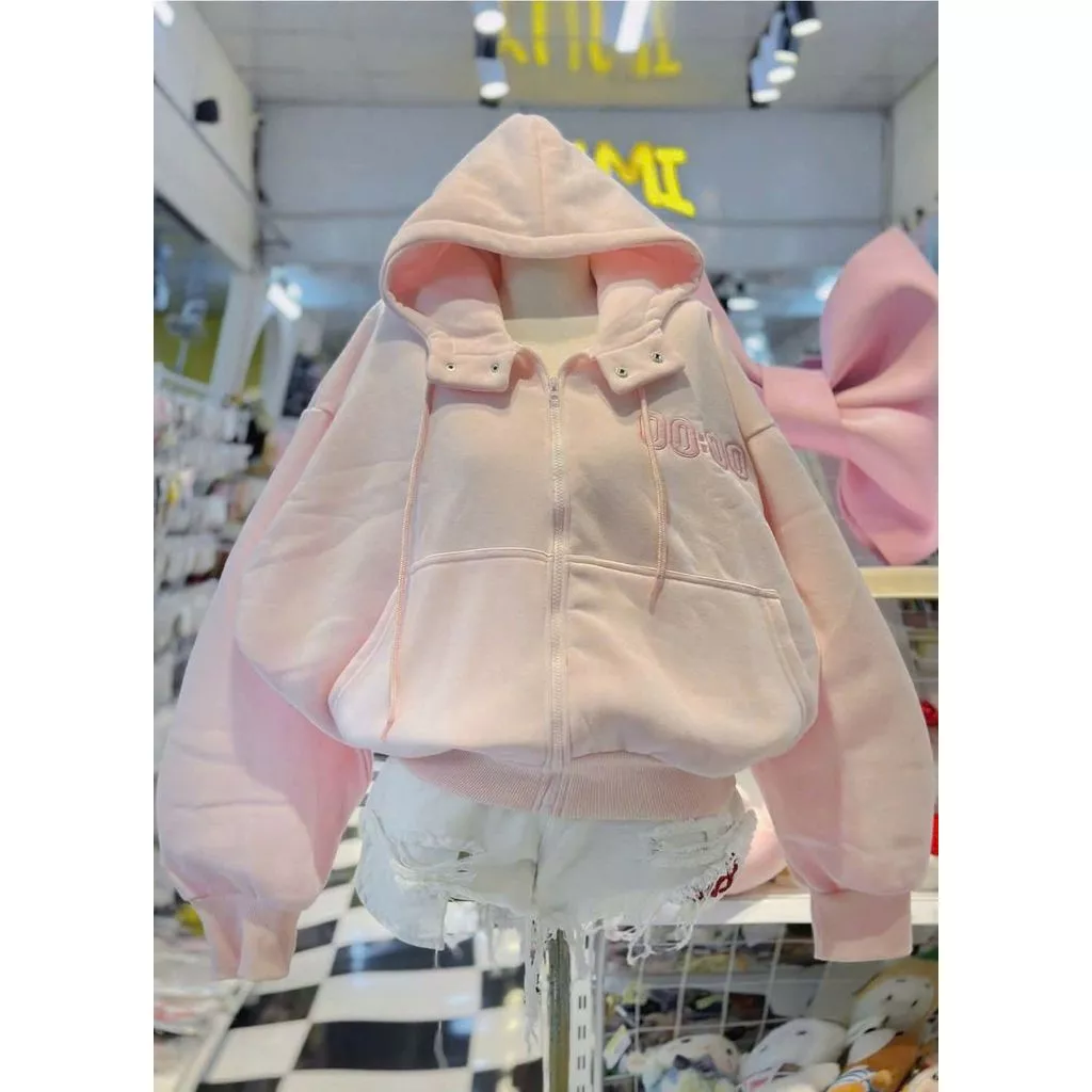 Áo khoác nỉ unisex dài tay màu xám có mũ 2 lớp và khóa kéo năng động cho mọi lứa tuổi-changchanghoodie
