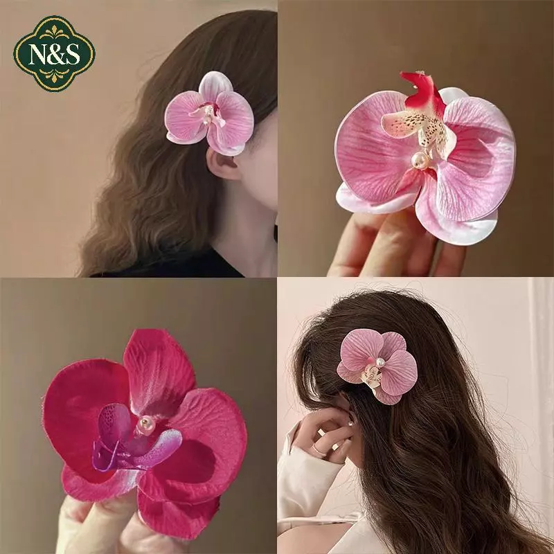 NS Hàn Quốc Ngọt Ngào Phong Lan Tóc Cho Người Phụ Nữ Hoa Nhân Tạo Kẹp Tóc Barrettes Kẹp Tiệc Cưới Mũ Phụ Kiện Quà Tặng NS