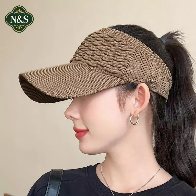 NS Mùa Hè Chống Tia UV Mũ Chống Nắng Nữ Rỗng Mũ Du Lịch Bãi Biển Thể Thao Ngoài Trời Tấm Che Mũ Dệt Kim Mũ Bóng Chày NS