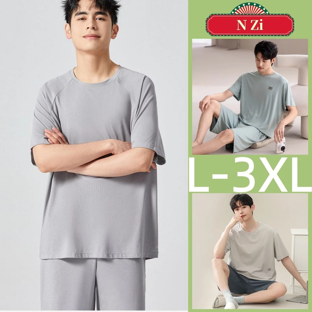 Plus size Bộ Đồ Ngủ Nam Modal Bộ Đồ Ngủ Mùa Hè Phiên Bản Hàn Quốc Tay Ngắn Đồ Ngủ Người Đàn Ông Rời Trơn Mặc Nhà Mặc Mặc Ban Đêm