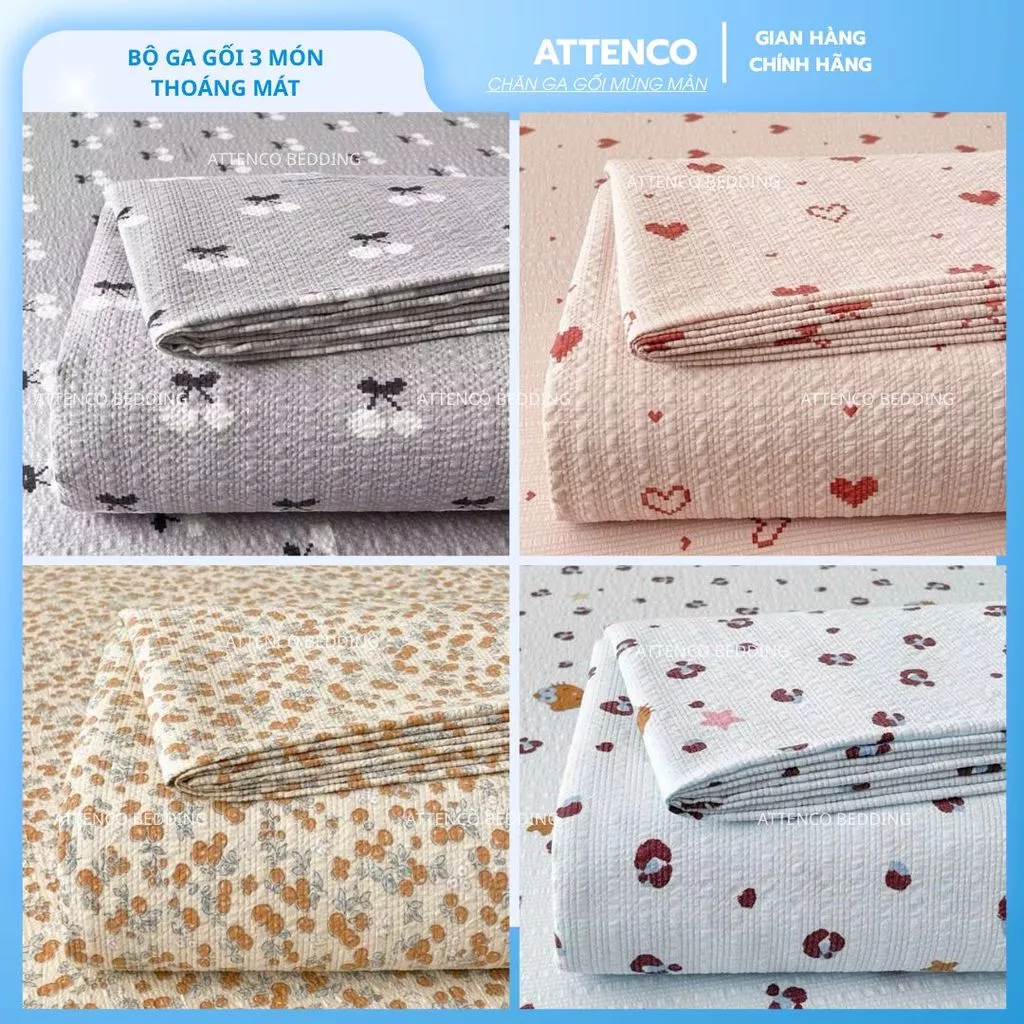 Set Ga Gối Cotton Đũi ATTENCO Bedding Origar Nhập Khẩu Mẫu Mới, Mềm Mát, Thoáng Khí, Nằm Êm Dễ Chịu