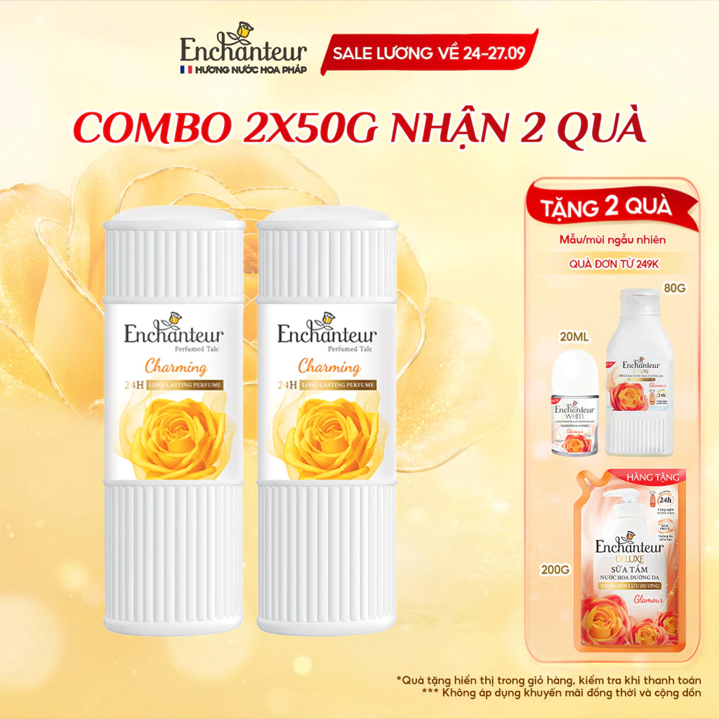 Combo 2 Phấn thơm hương nước hoa cao cấp Enchanteur Charming (50g x 2)