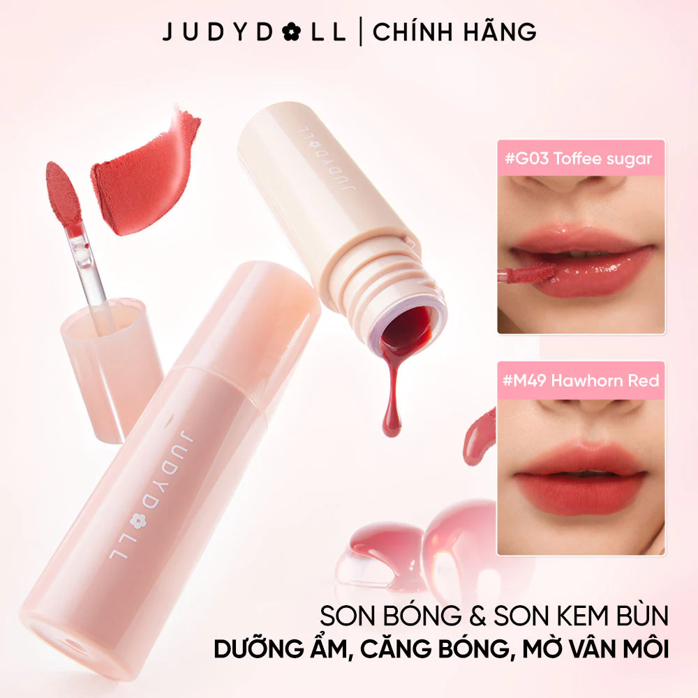 [NEW] JUDYDOLL Son Bóng Dưỡng Ẩm Căng Mọng & Son Ken Bùn Mịn Mờ Vân Môi 3.3g & 2.8g