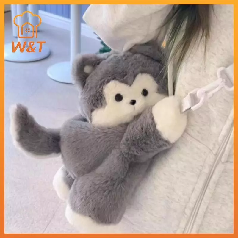[W & T] Túi đeo chéo mèo sang trọng dễ thương Túi đeo vai chó mềm nhẹ có dây đeo có thể tháo rời Túi động vật thêu cho nữ Quà tặng mới