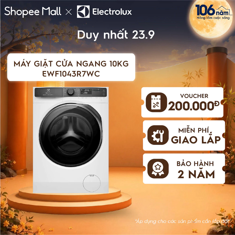 Free giao lắp - Máy giặt cửa ngang Electrolux 10kg UltimateCare 700 - Trắng EWF1043R7WC