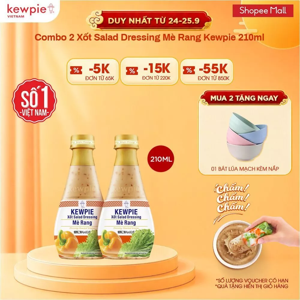 Combo 2 Xốt Salad Dressing Mè Rang Kewpie 210ml