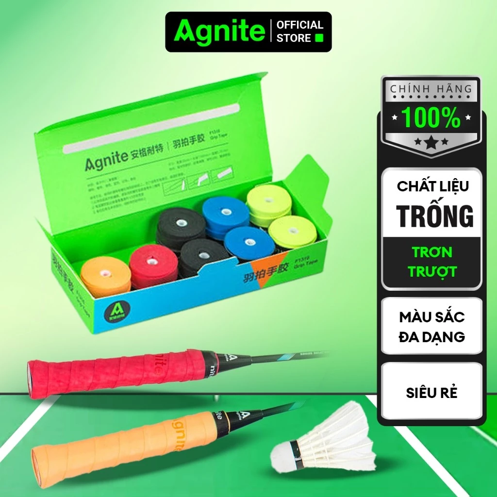 [Màu ngẫu nhiên] Quấn vợt cầu lông, tennis chính hãng Agnite, chống trơn trượt, thoáng khí chống mồ hôi, ma sát tốt