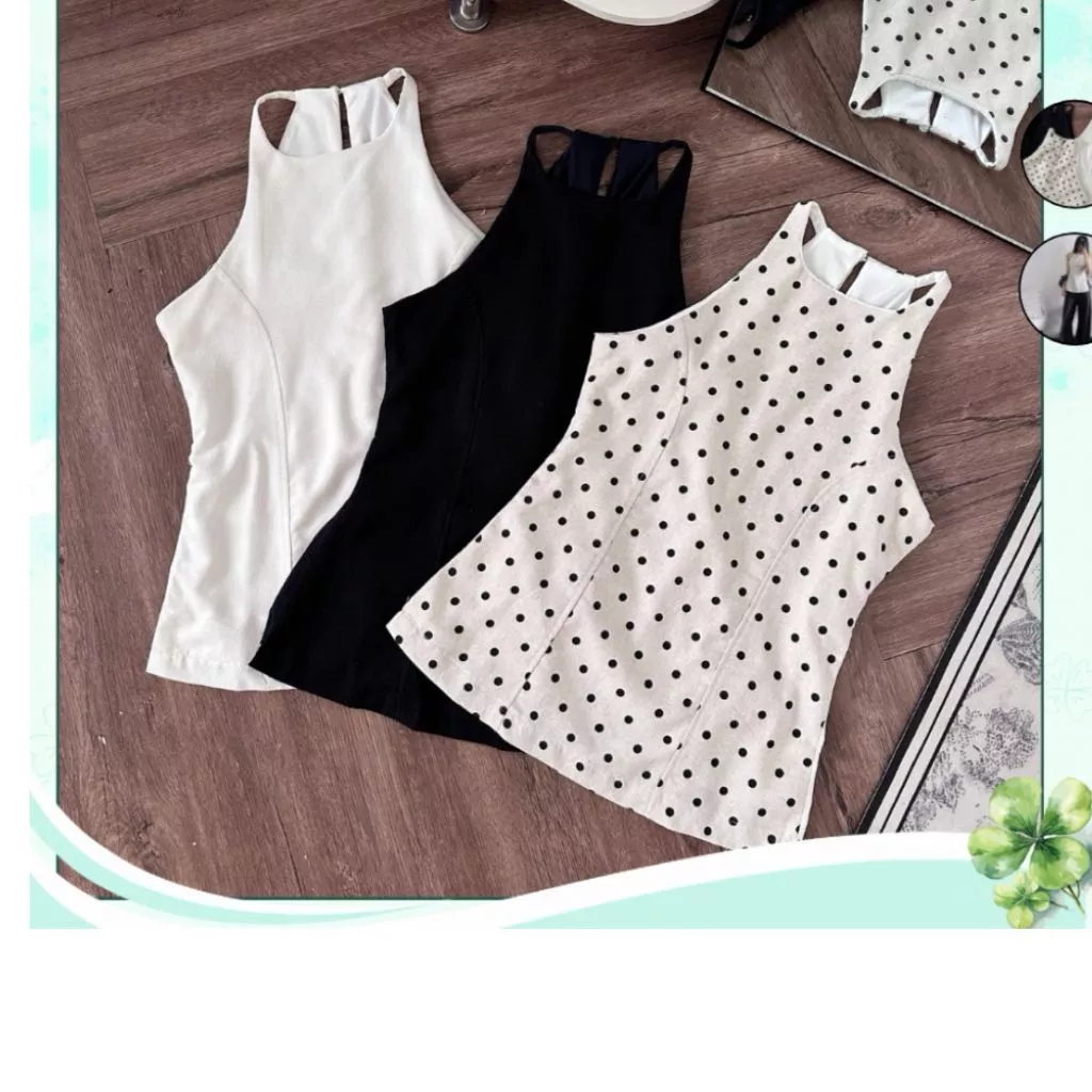 Áo Kiểu Nữ Cổ Yếm Chất Linen Xẻ Tà Chiết Eo Ôm Dáng - Fashion 73