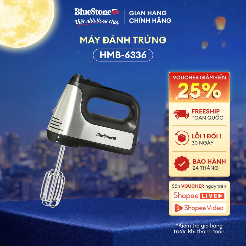 Máy Đánh Trứng - Nhào bột cầm tay BlueStone HMB-6336 400W - 5 Tốc Độ