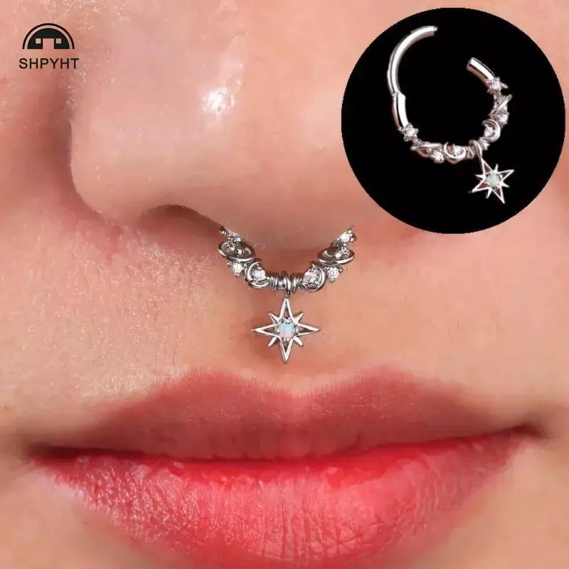 [SHPYHT] Thời Trang Pha Lê Thép Không Gỉ Septum Hoop Cliers Mũi Nhẫn Nữ Tragus Sụn Xoắn Xuyên Vòng Bông Tai Trang Sức Mới