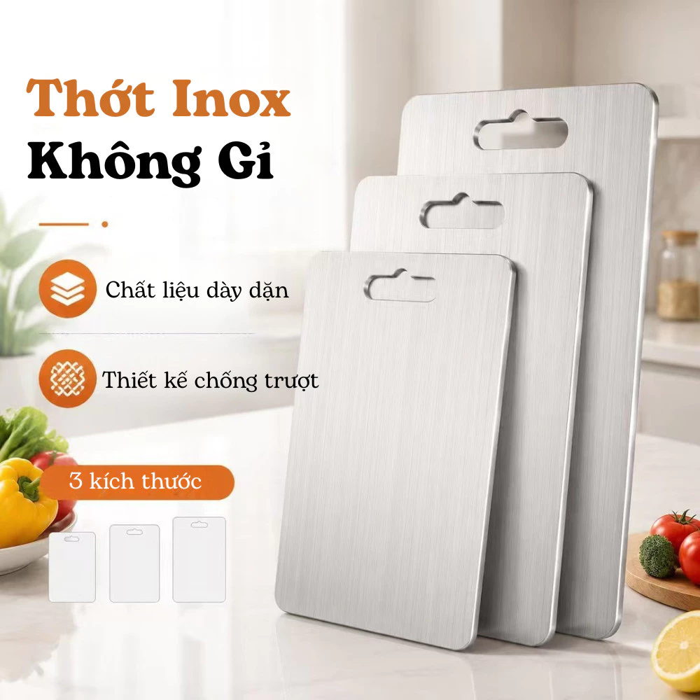 Thớt Cường Lực Lau Chùi Và Vệ Sinh Dễ Dàng, Thớt Inox 304 Kháng Khuẩn Chống Ẩm Mốc