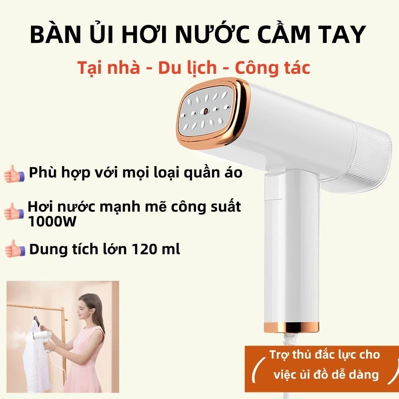 Lò ủi hơi nước cầm tay co gấp, phù hợp với tất cả các loại vải, lò ủi hơi nước dung tích lớn