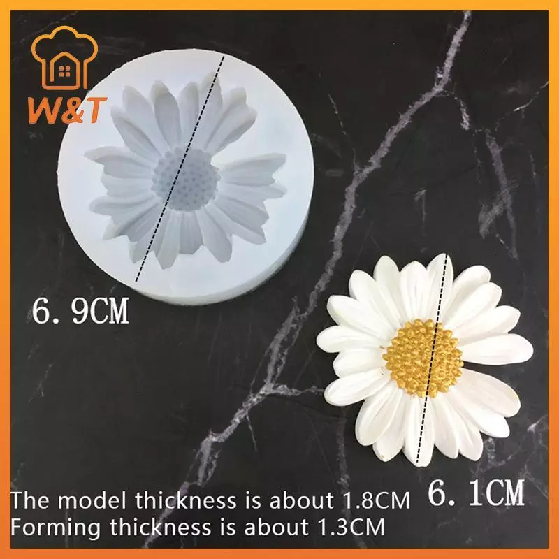 [W & T] Khuôn Silicon Hoa Cúc Có Lỗ Xe Hương Liệu Epoxy Handmade Xà Phòng Nến Khuôn DIY Trang Trí Kẹo Đóng Băng Khuôn Mới
