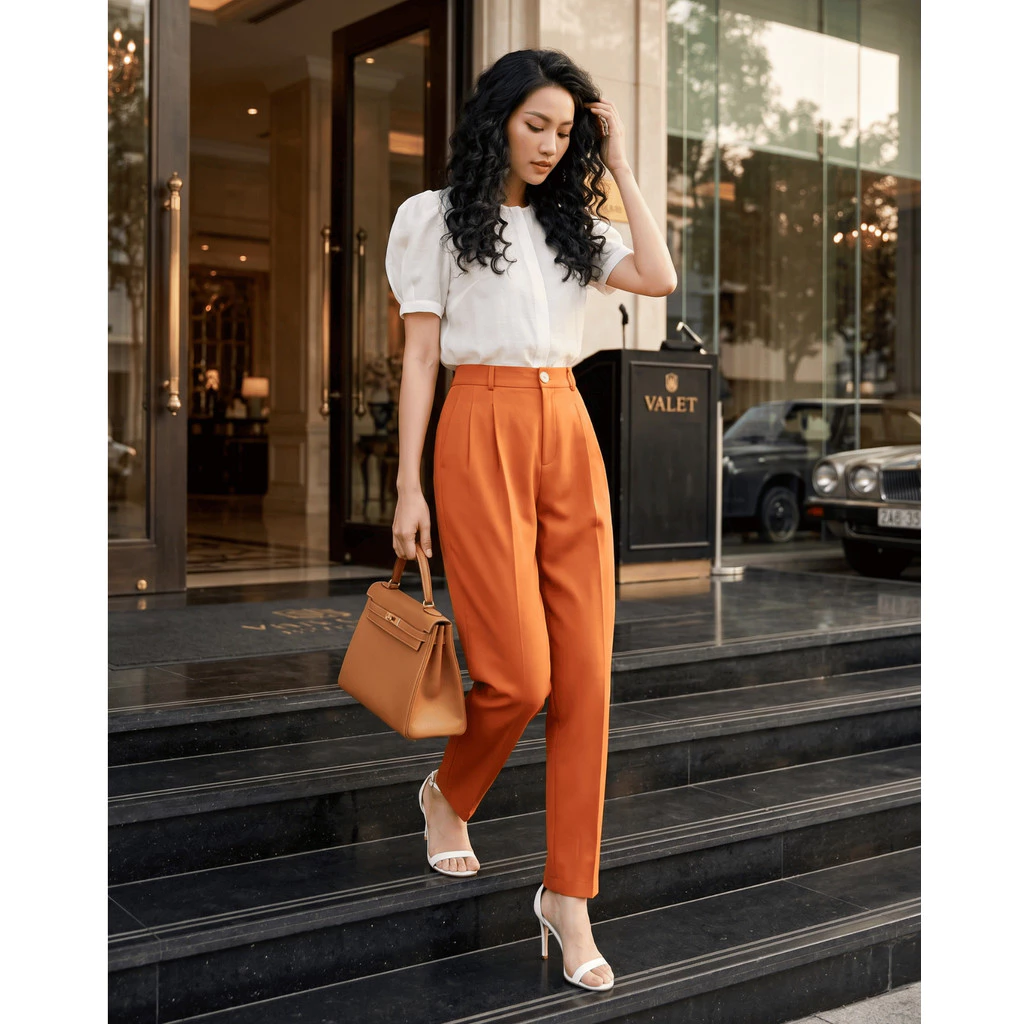 💛🧡 Quần Tây Baggy Nữ HQ_ONY Ly Ngược Màu Đỏ Gạch M chân ái” mới của tủ đồ công sở & dạo phố 2026