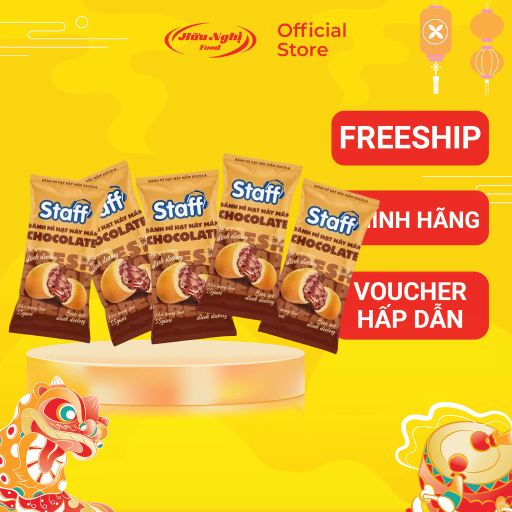 COMBO 10/ COMBO 5 Bánh Mì Hạt Nảy Mầm Chocolate Staff 55G