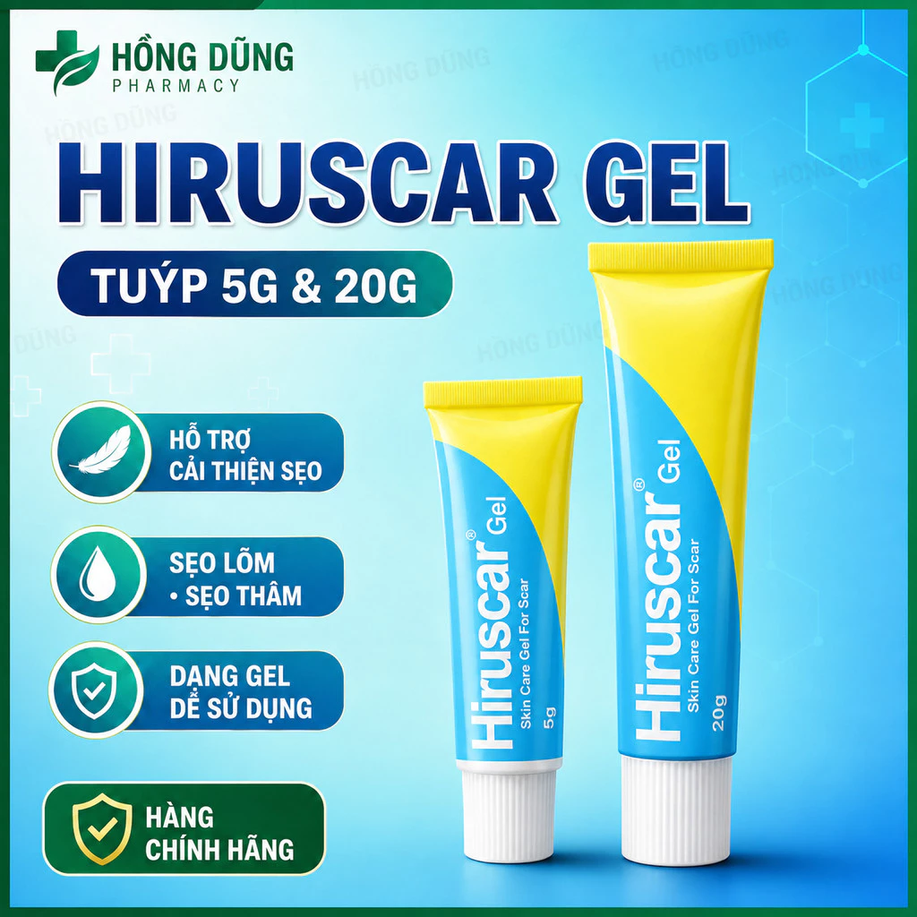 Hiruscar Gel Cải Thiện Sẹo Vừa, Sẹo Lõm, Sẹo Thâm 5g/20g