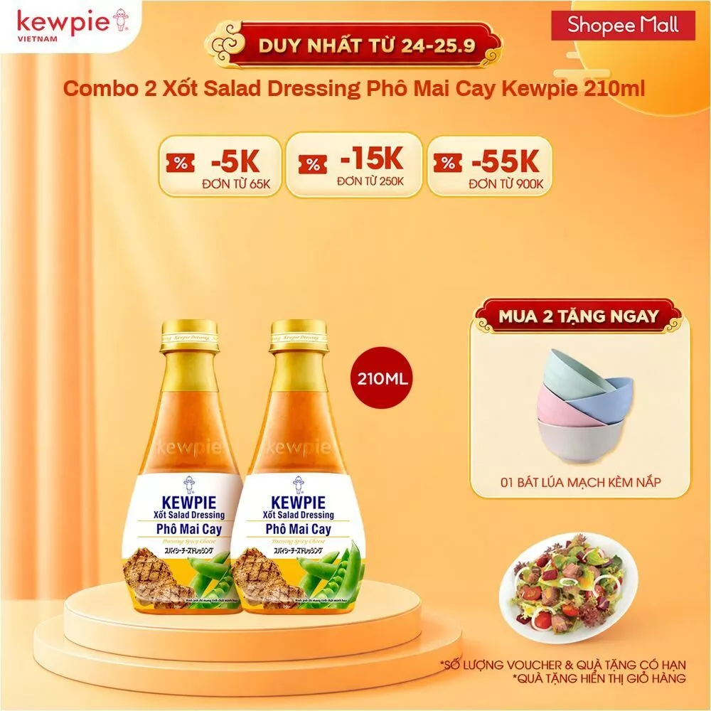 Combo 2 Xốt Salad Dressing Phô Mai Cay Kewpie 210ml