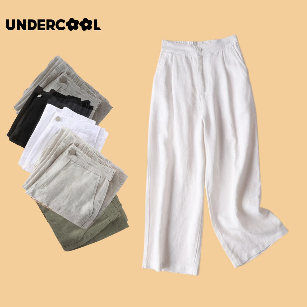 Quần đũi ống rộng dáng dài UNDERCOOL ống suông dáng dài chất đũi trẻ trung năng động - quần 9 tấc, Live QD01