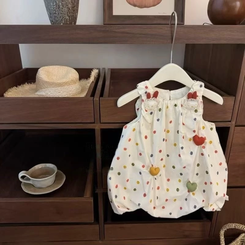 Bé Gái Phong Cách Phương Tây Dễ Thương Ba Chiều Thỏ Tình Yêu Bud Đầm Công Chúa Áo Vest Đầm
