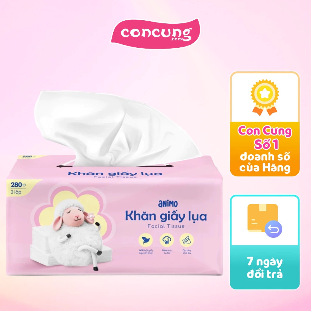Khăn giấy lụa rút 2 lớp Animo (280 tờ)