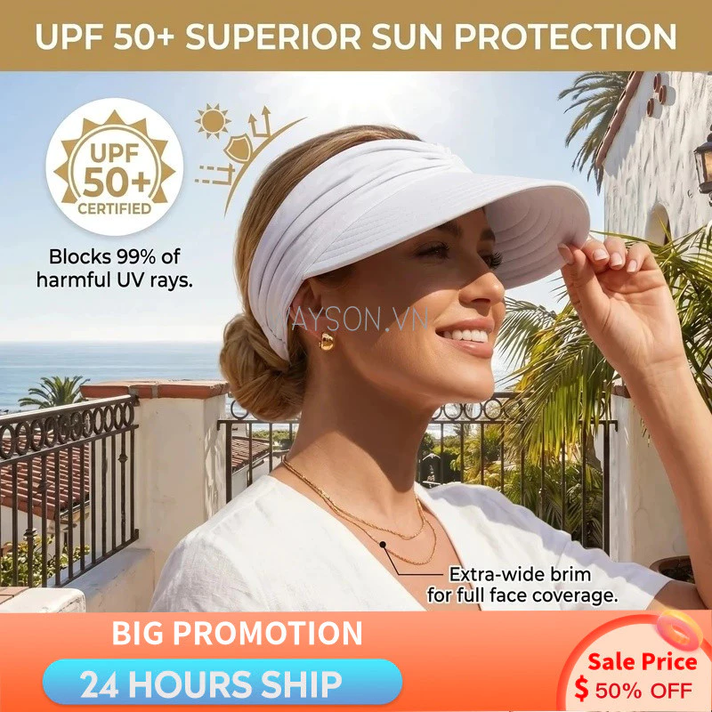 {READY STOCK} Mũ chống nắng đi biển mùa xuân hè dành cho nữ Mũ chống nắng thể thao ngoài trời Rỗng Top chống tia cực tím dành cho nữ Mũ vành rộng thời trang