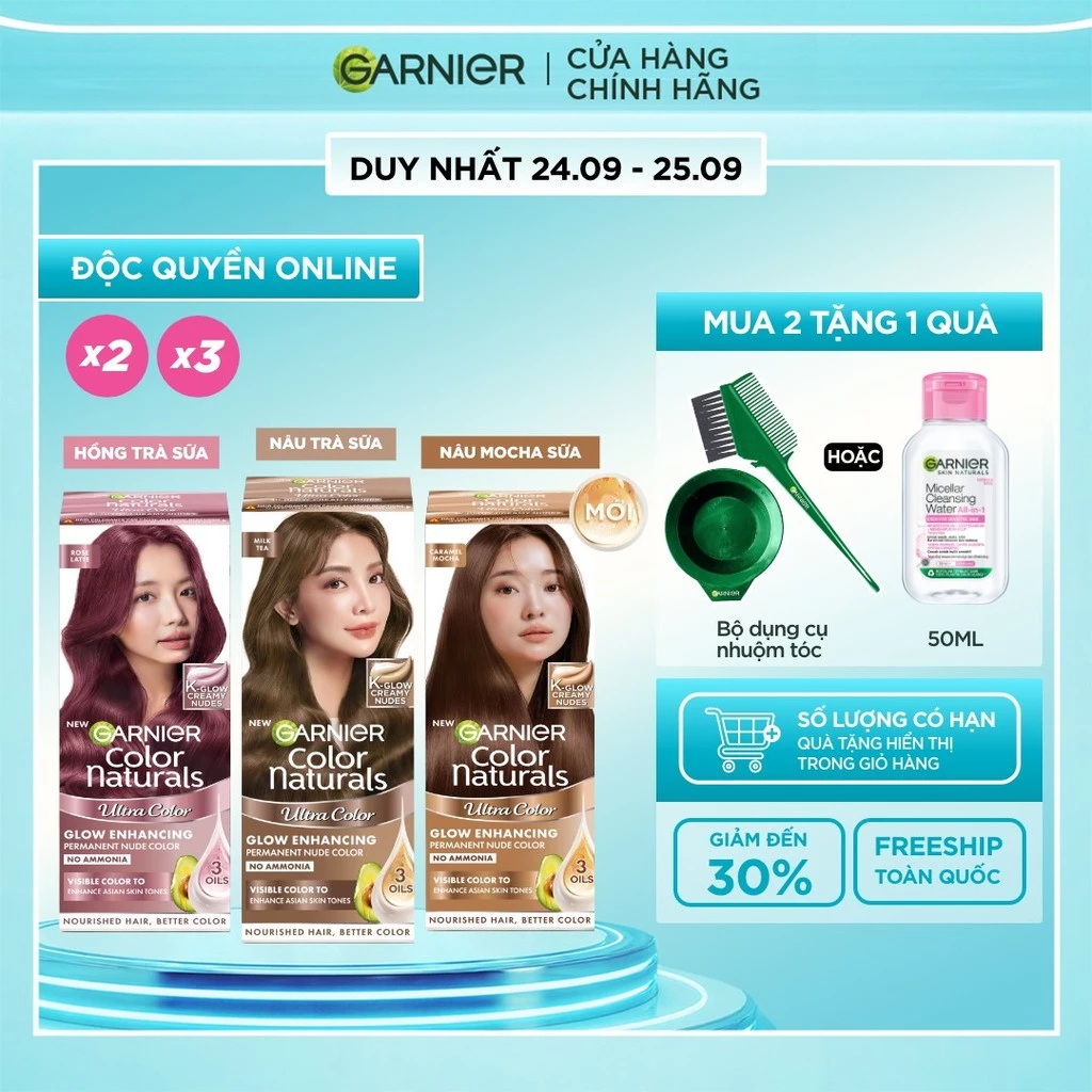 [CÓ MÀU MỚI] Kem Nhuộm Tóc Tại Nhà Màu Thời Trang - Công nghệ Colorboost kết hợp 3 loại dầu hạt Garnier Color Naturals