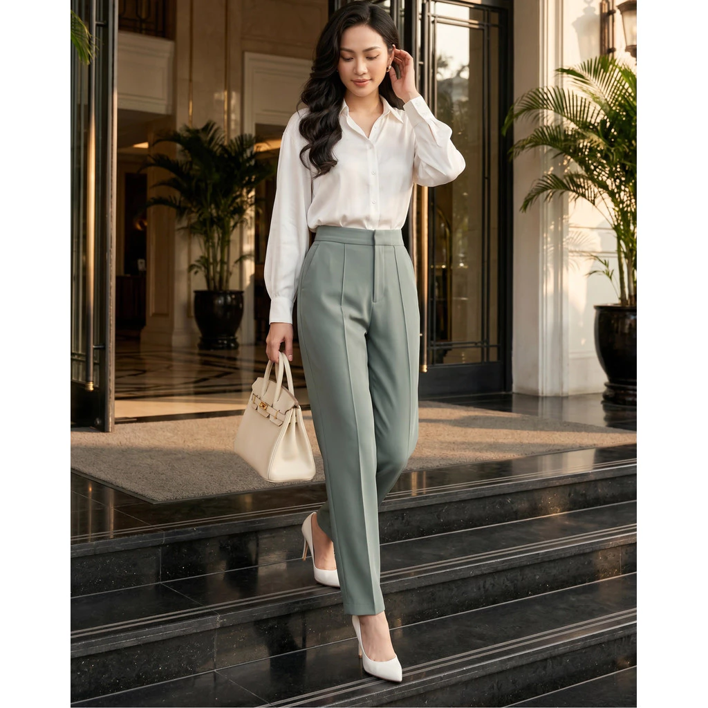 💚🔥Quần Tây Nữ HQ_ONY Dáng Baggy Khaki Chần Ly Nổi Chân Ai Mới Của Tủ Đồ Công Sở & Dạo Phố