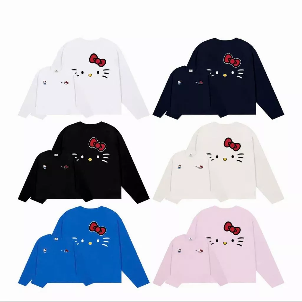 Áo thun tay dài Form Boxy ,áo phông cổ tròn in hình kitty 2 mặt chất cotton dày dặn nam nữ mặc được phong cách Ulzzang