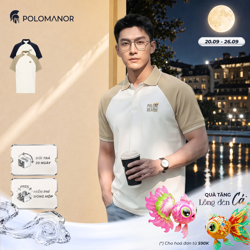 [DEAL LỄ TRUNG THU] Áo polo nam cao cấp RUM, BST LET'S GẤU, vải cá sấu cotton interlock, thanh lịch - POLOMANOR