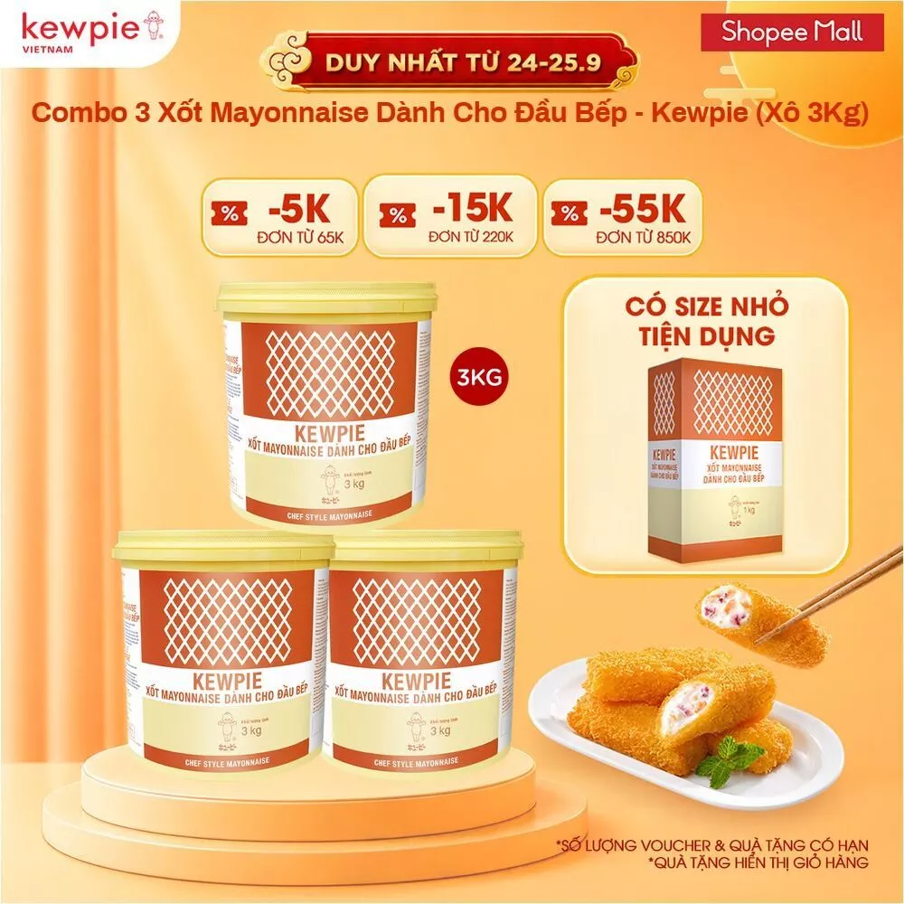 Combo 3 Xốt Mayonnaise Dành Cho Đầu Bếp - Kewpie (Xô 3Kg)