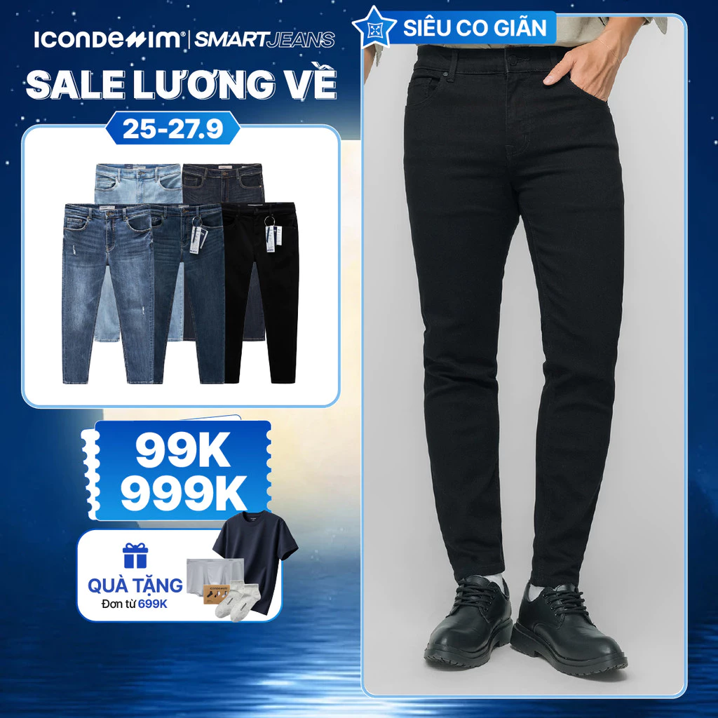 Quần jeans nam cao cấp ICONDENIM, quần bò smart fit tôn dáng , siêu co giãn 4 chiều, SMARTJEANS