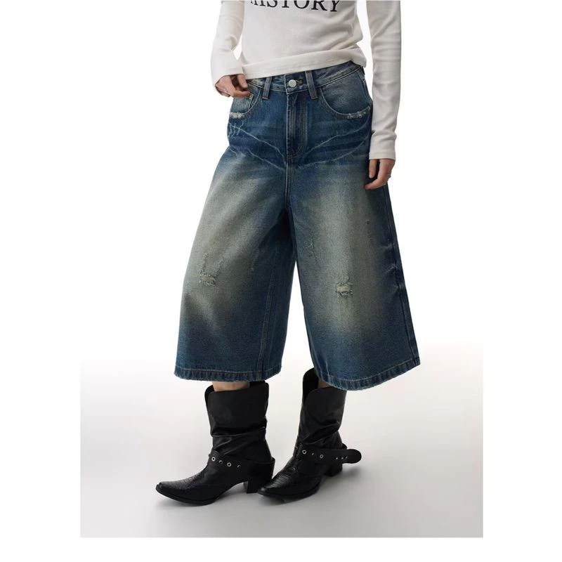 Quần Denim ống rộng dáng rộng phong cách Mỹ