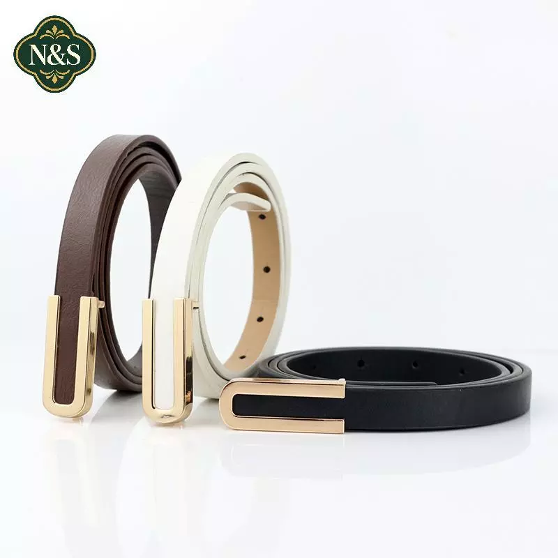 NS Nữ Thắt Lưng Tối Giản Pin Bule Da PU Mỏng Thắt Lưng Nữ Thắt Lưng Cho Quần Jean Váy Quần NS